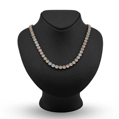 7MM 10k 3 - Tone Gold 18.95CTW Round/Baguette 45.6gms Diamond Cluster Tennis Chain - Elite Jewelers - Necklaces & Chains