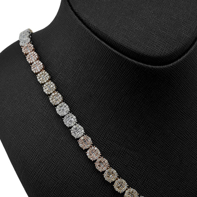 7MM 10k 3 - Tone Gold 18.95CTW Round/Baguette 45.6gms Diamond Cluster Tennis Chain - Elite Jewelers - Necklaces & Chains