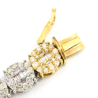 7MM 10k 3 Tone Gold 20 Inch 16CTW Round/Baguette Diamond Tennis Chain 47.1gms - Elite Jewelers - Necklaces & Chains