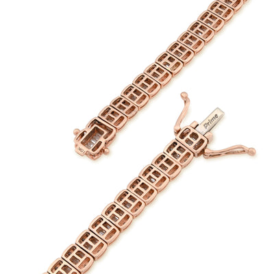 7MM 10k Rose Gold 49.6gms 15.4CTW Natural Round/Baguette Diamond Tennis Chain - Elite Jewelers - Necklaces