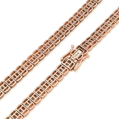 7MM 10k Rose Gold 49.6gms 15.4CTW Natural Round/Baguette Diamond Tennis Chain - Elite Jewelers - Necklaces