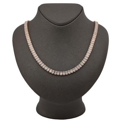 7MM 10k Rose Gold 49.6gms 15.4CTW Natural Round/Baguette Diamond Tennis Chain - Elite Jewelers - Necklaces