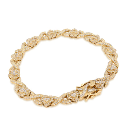 7MM 10k Yellow Gold 16gm 2.6CTW Natural Diamond Infinity Heart Bracelet 7.5 Inch - Elite Jewelers - Bracelets