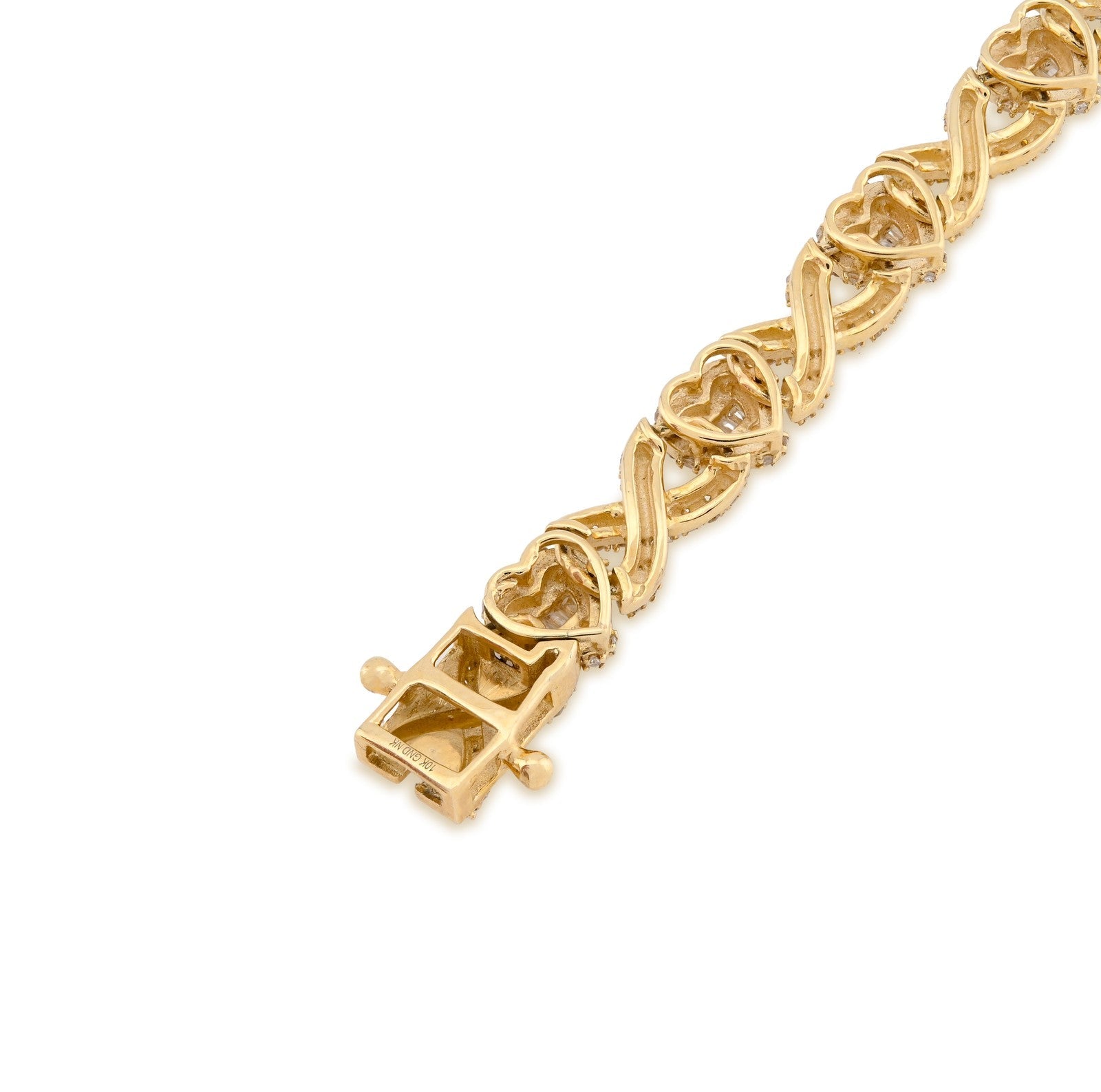 7MM 10k Yellow Gold 16gm 2.6CTW Natural Diamond Infinity Heart Bracelet 7.5 Inch - Elite Jewelers - Bracelets