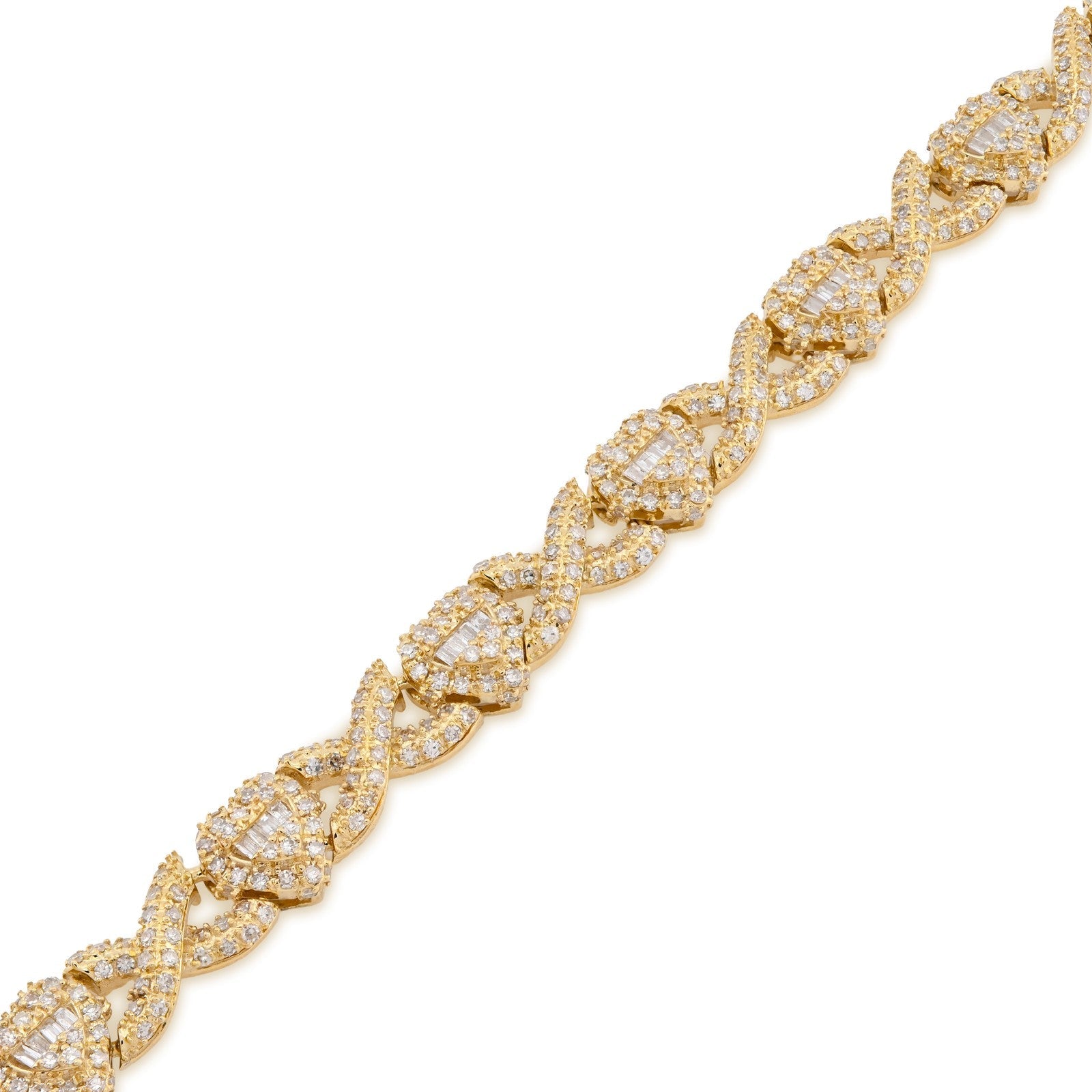 7MM 10k Yellow Gold 16gm 2.6CTW Natural Diamond Infinity Heart Bracelet 7.5 Inch - Elite Jewelers - Bracelets