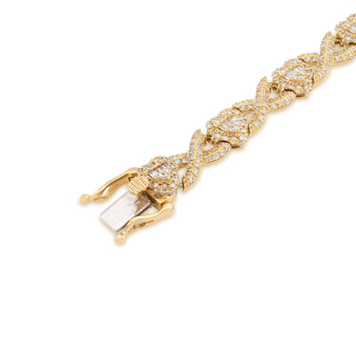 7MM 10k Yellow Gold 16gm 2.6CTW Natural Diamond Infinity Heart Bracelet 7.5 Inch - Elite Jewelers - Bracelets