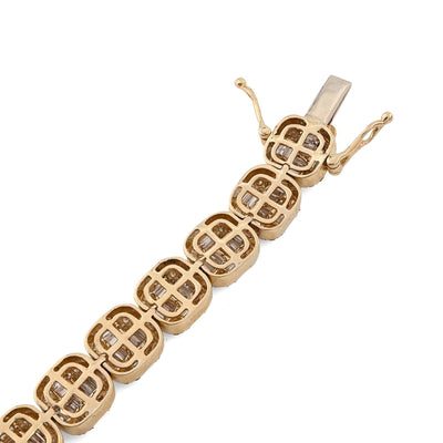 8.25MM 10k Gold 19.9gms 7.82CTW Round/Baguette Diamond Square Tennis Bracelet - Elite Jewelers - Bracelets