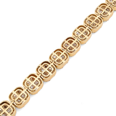 8.25MM 10k Gold 19.9gms 7.82CTW Round/Baguette Diamond Square Tennis Bracelet - Elite Jewelers - Bracelets