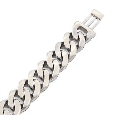 8.5MM 10k White Gold 27.5gm 3.9CTW Natural Round/Baguette Diamond Cuban Bracelet - Elite Jewelers - Bracelets