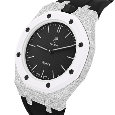 AP x Swatch Royal Pop Natural Diamond Band Black/White Watch Ocho Negro