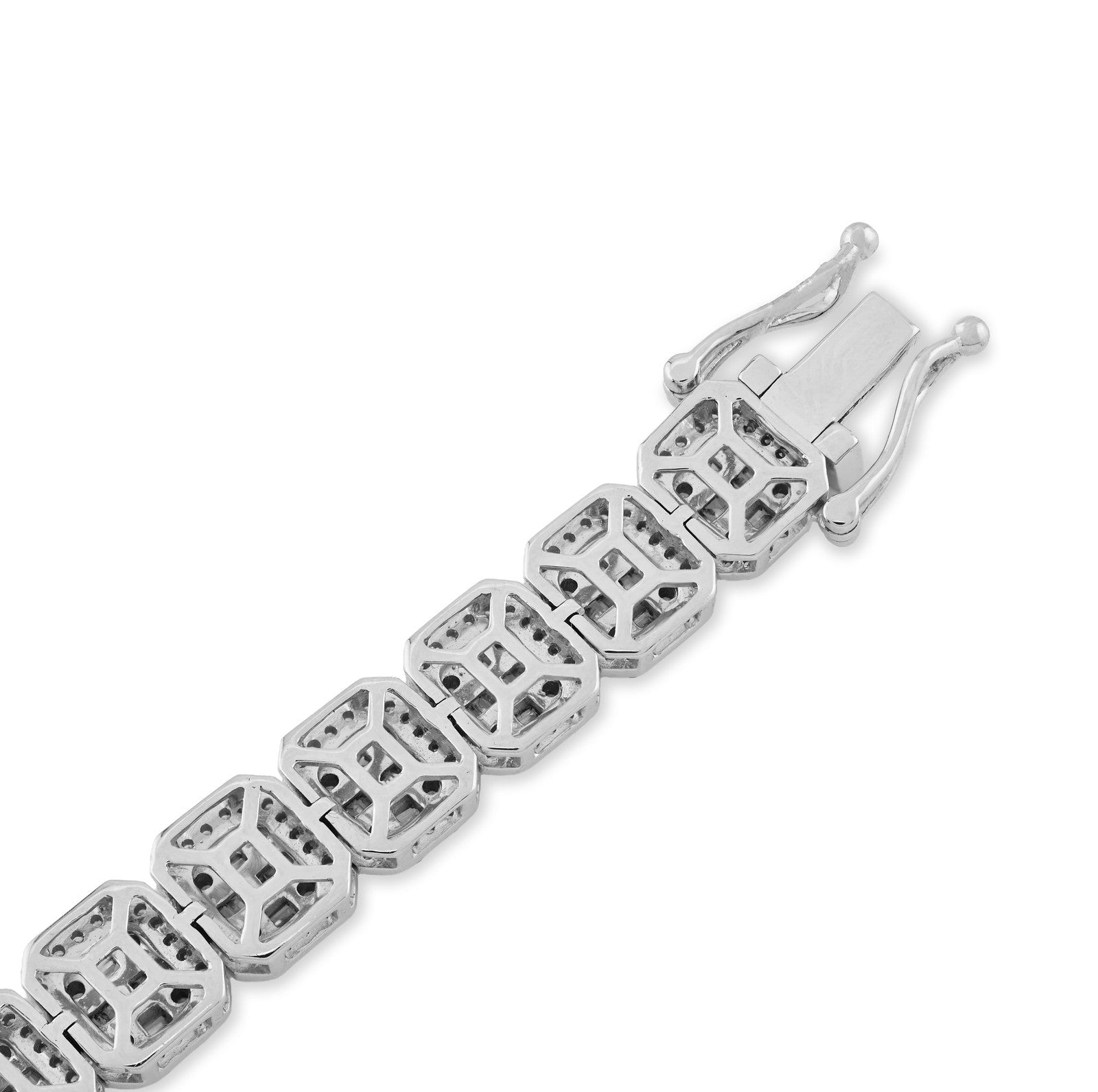 8MM 10k White Gold 30g 5.6CTW Pure Round/Baguette Diamond Square Tennis Bracelet - Elite Jewelers - Bracelets