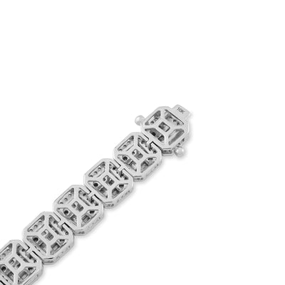 8MM 10k White Gold 30g 5.6CTW Pure Round/Baguette Diamond Square Tennis Bracelet - Elite Jewelers - Bracelets