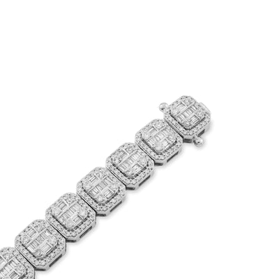 8MM 10k White Gold 30g 5.6CTW Pure Round/Baguette Diamond Square Tennis Bracelet - Elite Jewelers - Bracelets
