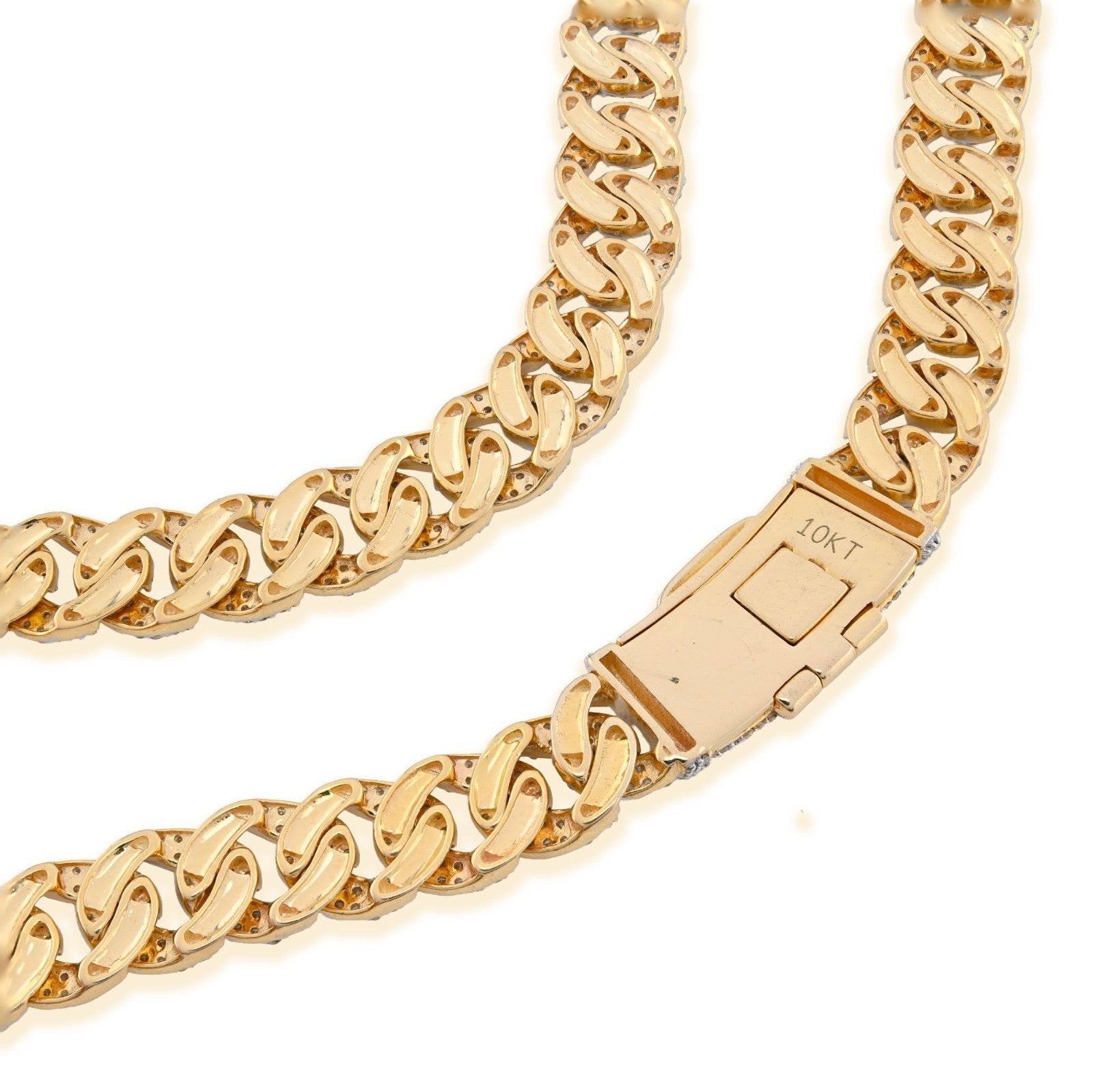 8MM 10k Yellow Gold 10.3 CTW Pure Diamond Mens Cuban Chain 22In 41.7gms Necklace - Elite Jewelers - Necklaces & Chains
