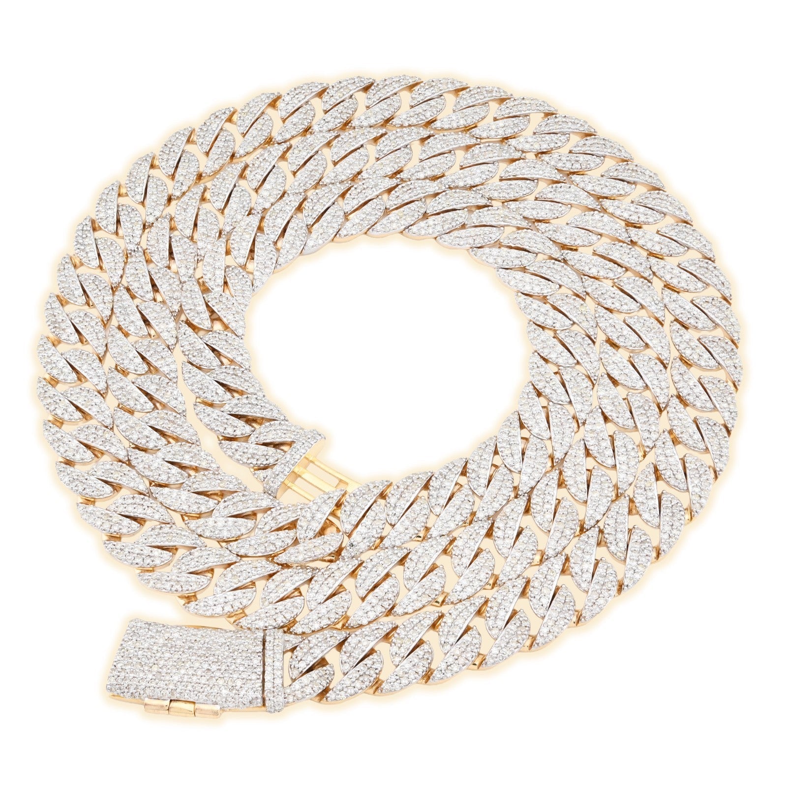 8MM 10k Yellow Gold 10.3 CTW Pure Diamond Mens Cuban Chain 22In 41.7gms Necklace - Elite Jewelers - Necklaces & Chains