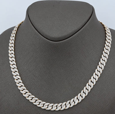 8MM 10k Yellow Gold 10.3 CTW Pure Diamond Mens Cuban Chain 22In 41.7gms Necklace - Elite Jewelers - Necklaces & Chains