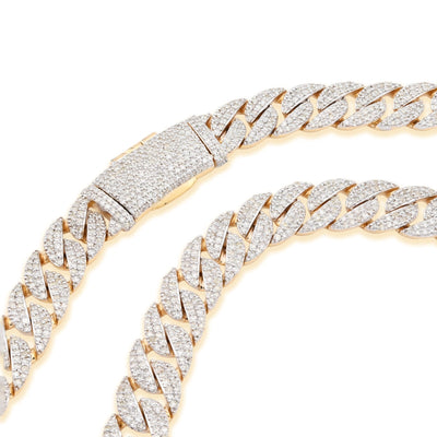 8MM 10k Yellow Gold 10.3 CTW Pure Diamond Mens Cuban Chain 22In 41.7gms Necklace - Elite Jewelers - Necklaces & Chains