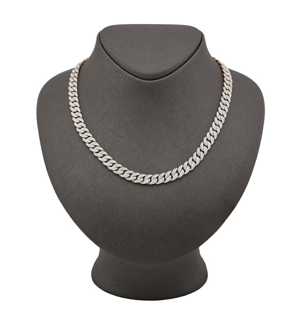 8MM 10k Yellow Gold 10.3 CTW Pure Diamond Mens Cuban Chain 22In 41.7gms Necklace - Elite Jewelers - Necklaces & Chains