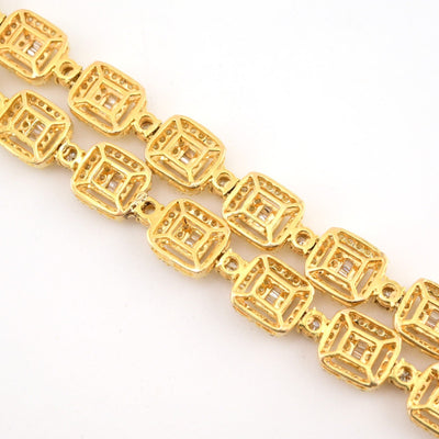 8MM 10k Yellow Gold 12CTW Baguette Diamond Square Tennis Chain 35.7g 21.5 Inches - Elite Jewelers - Necklaces & Chains