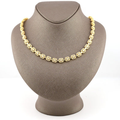 8MM 10k Yellow Gold 12CTW Baguette Diamond Square Tennis Chain 35.7g 21.5 Inches - Elite Jewelers - Necklaces & Chains