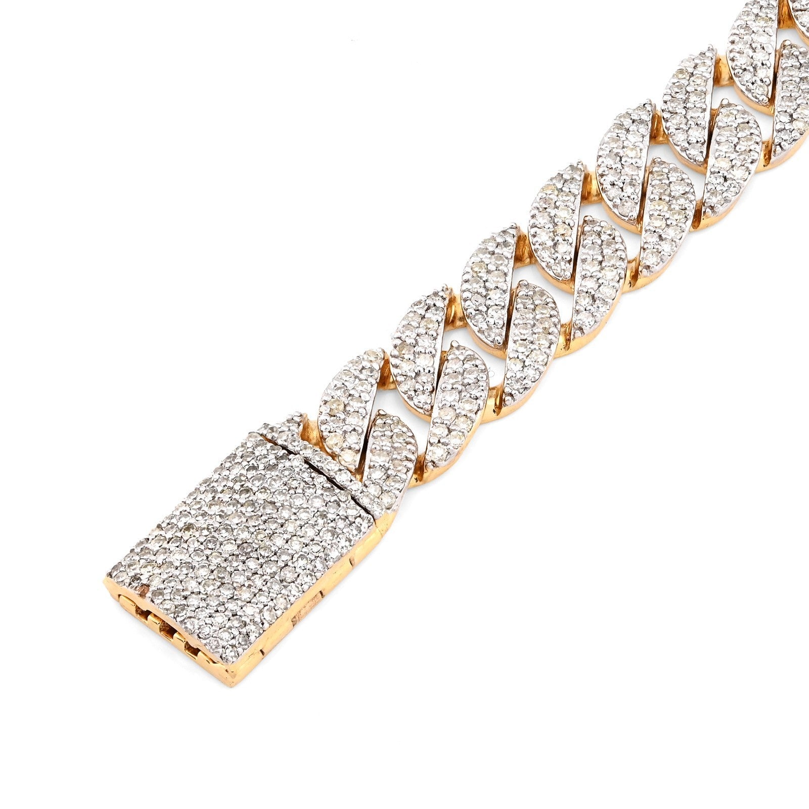 8MM 10k Yellow Gold 16.2g 3.9CTW Natural Diamond Cuban Link 8 Inch Mens Bracelet - Elite Jewelers - Bracelets