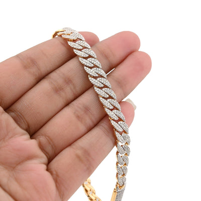 8MM 10k Yellow Gold 16.2g 3.9CTW Natural Diamond Cuban Link 8 Inch Mens Bracelet - Elite Jewelers - Bracelets