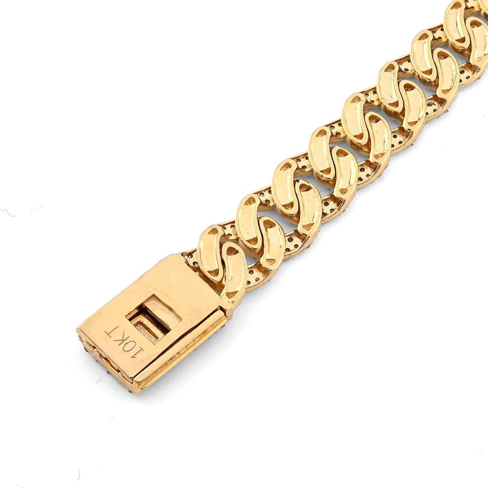8MM 10k Yellow Gold 16.2g 3.9CTW Natural Diamond Cuban Link 8 Inch Mens Bracelet - Elite Jewelers - Bracelets