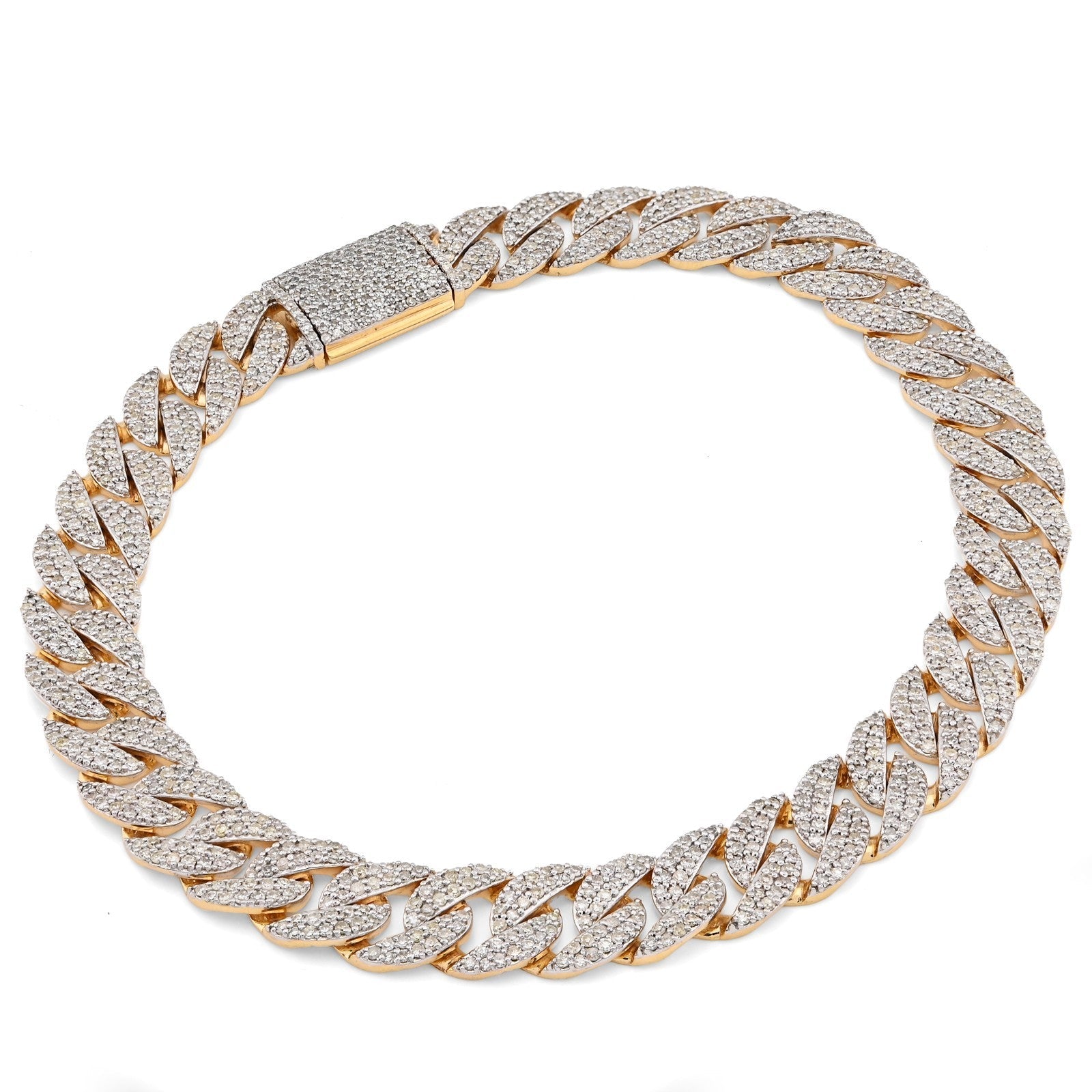 8MM 10k Yellow Gold 16.2g 3.9CTW Natural Diamond Cuban Link 8 Inch Mens Bracelet - Elite Jewelers - Bracelets