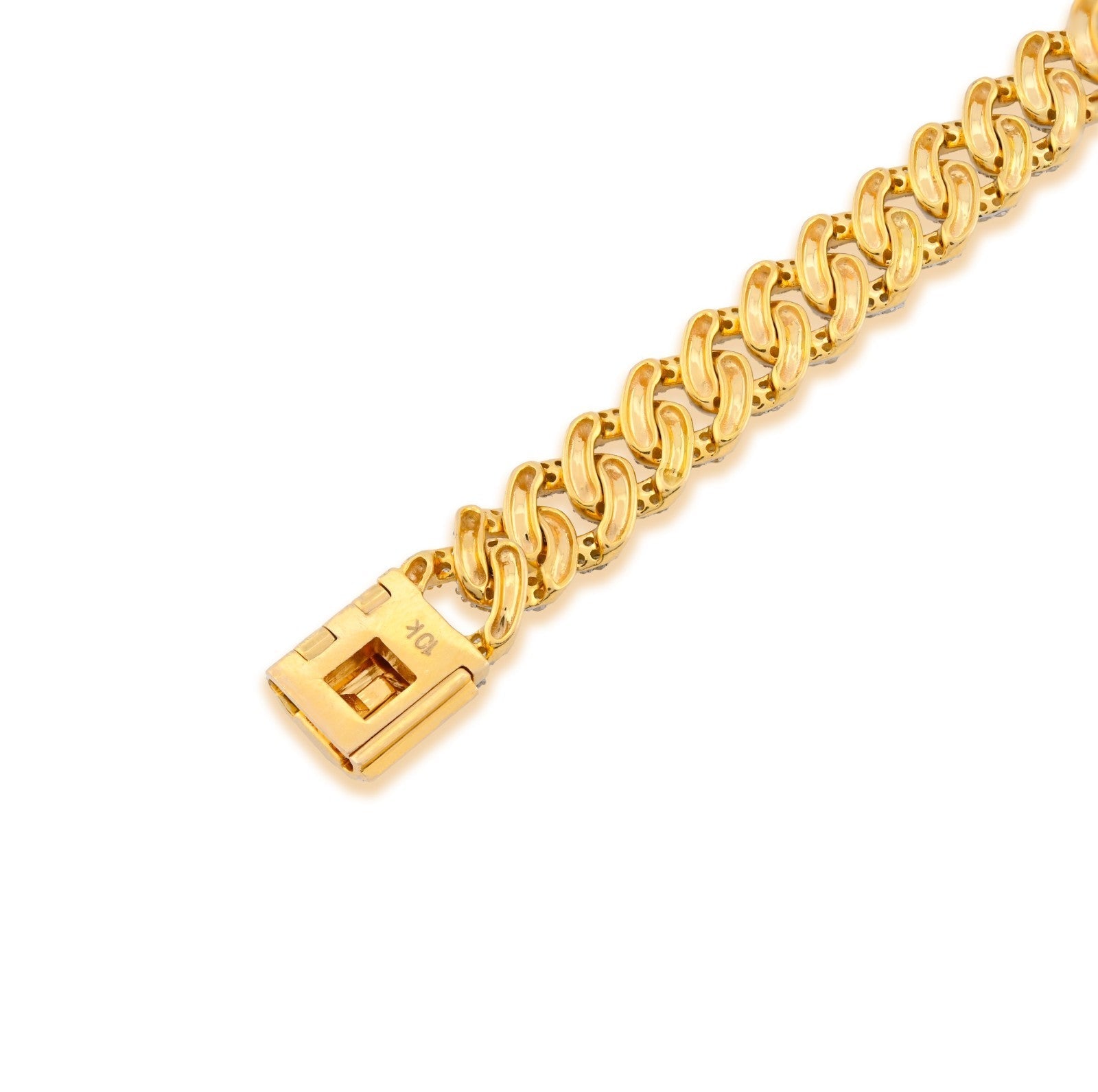 8MM 10k Yellow Gold 17g 3.8CTW Natural Round - Cut Diamond Cuban Bracelet 8 Inches - Elite Jewelers - Bracelets