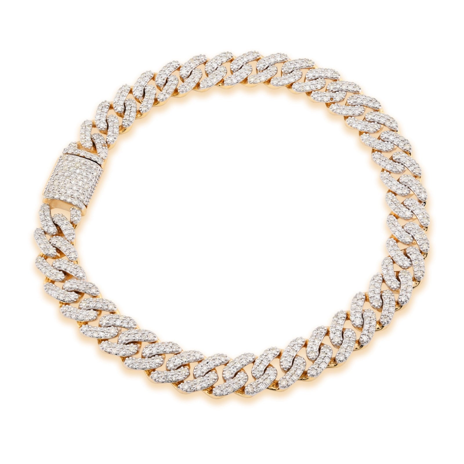 8MM 10k Yellow Gold 17g 3.8CTW Natural Round - Cut Diamond Cuban Bracelet 8 Inches - Elite Jewelers - Bracelets
