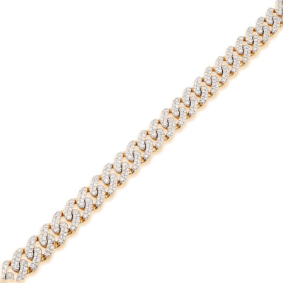 8MM 10k Yellow Gold 17g 3.8CTW Natural Round - Cut Diamond Cuban Bracelet 8 Inches - Elite Jewelers - Bracelets