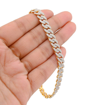 8MM 10k Yellow Gold 17g 3.8CTW Natural Round - Cut Diamond Cuban Bracelet 8 Inches - Elite Jewelers - Bracelets