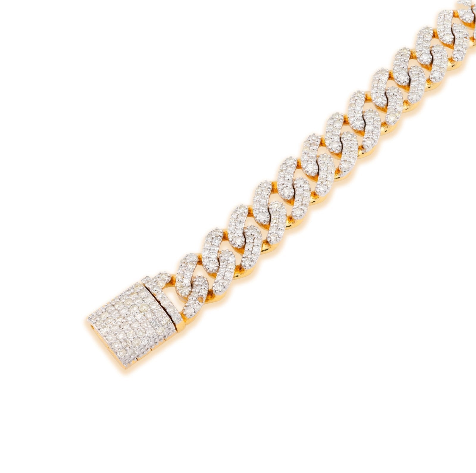 8MM 10k Yellow Gold 17g 3.8CTW Natural Round - Cut Diamond Cuban Bracelet 8 Inches - Elite Jewelers - Bracelets