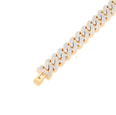 8MM 10k Yellow Gold 17g 3.8CTW Natural Round - Cut Diamond Cuban Bracelet 8 Inches - Elite Jewelers - Bracelets