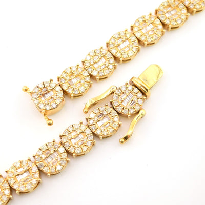8MM 10k Yellow Gold 20 Inch 18CTW Round/Baguette Diamond Tennis Chain 58.3gms - Elite Jewelers - Necklaces & Chains