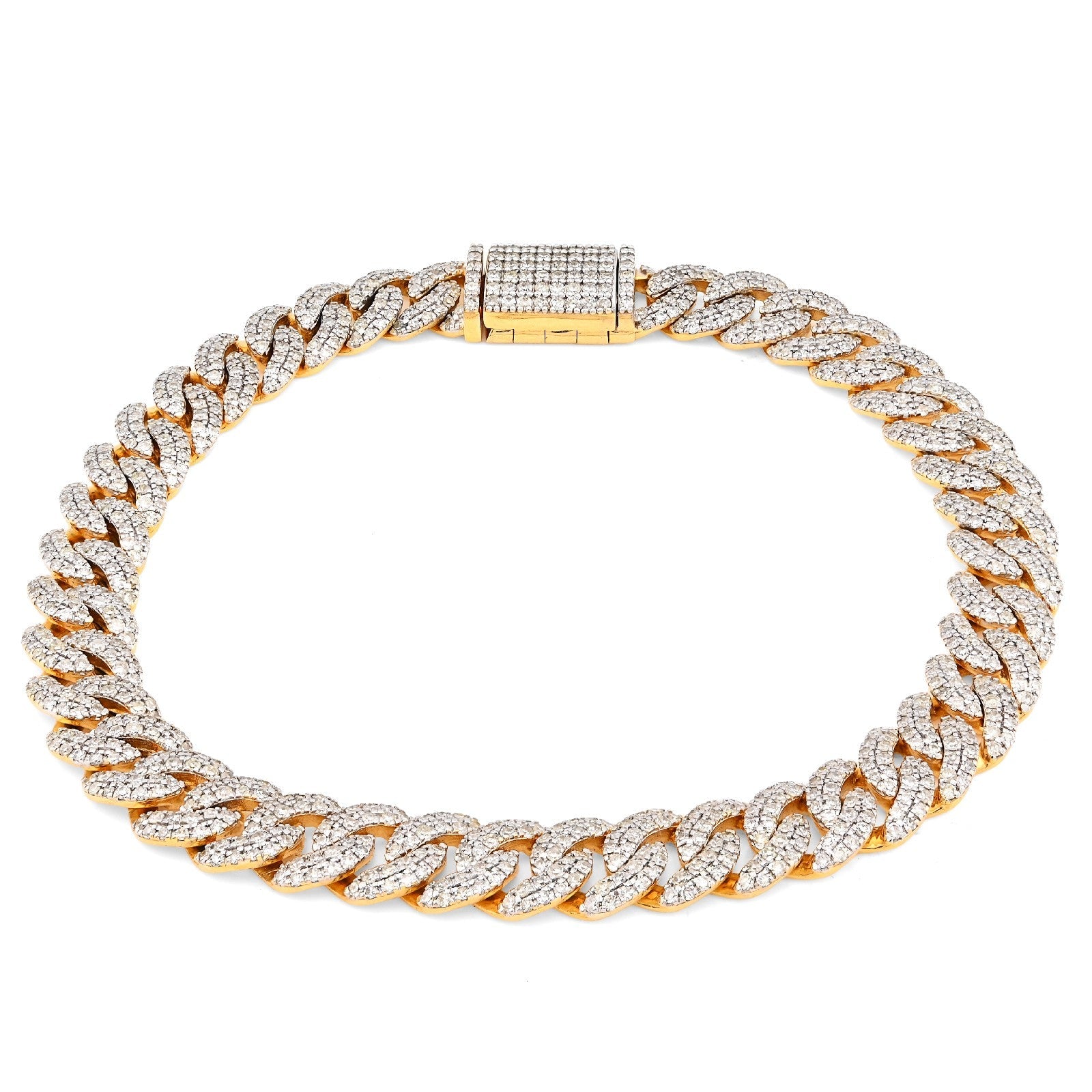8MM 10k Yellow Gold 25.8gms 4.6CTW Natural Diamond Cuban Mens Bracelet 8 Inches - Elite Jewelers - Bracelets