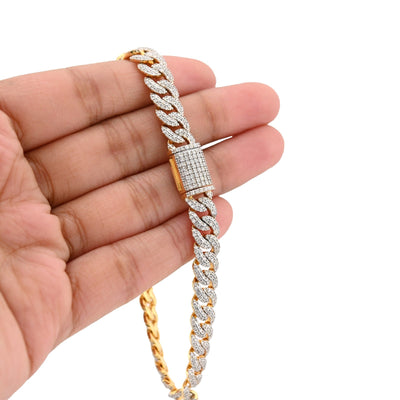 8MM 10k Yellow Gold 25.8gms 4.6CTW Natural Diamond Cuban Mens Bracelet 8 Inches - Elite Jewelers - Bracelets