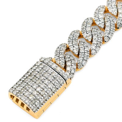 8MM 10k Yellow Gold 25.8gms 4.6CTW Natural Diamond Cuban Mens Bracelet 8 Inches - Elite Jewelers - Bracelets