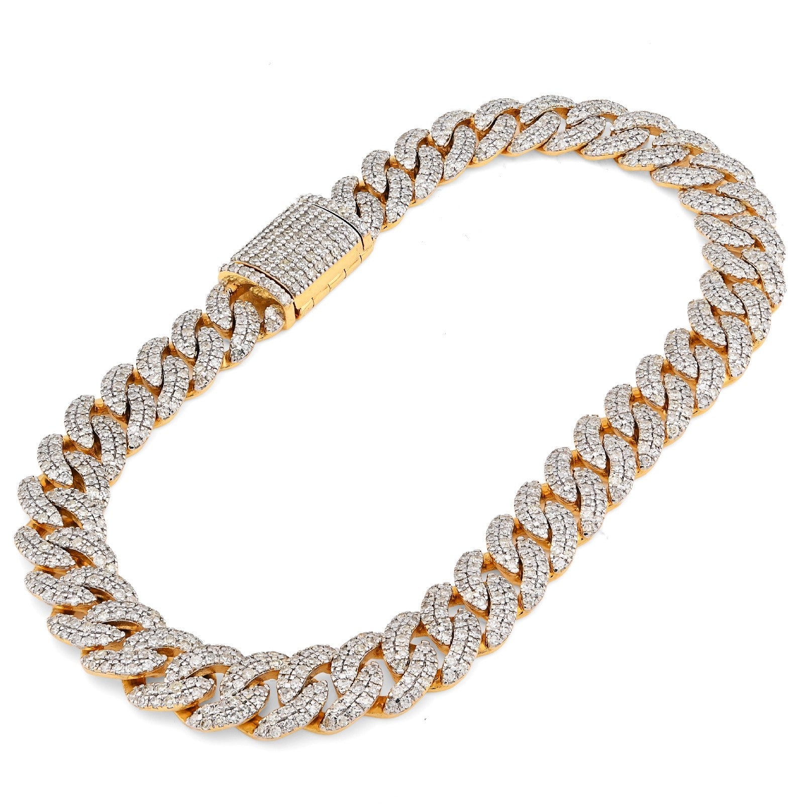 8MM 10k Yellow Gold 25.8gms 4.6CTW Natural Diamond Cuban Mens Bracelet 8 Inches - Elite Jewelers - Bracelets