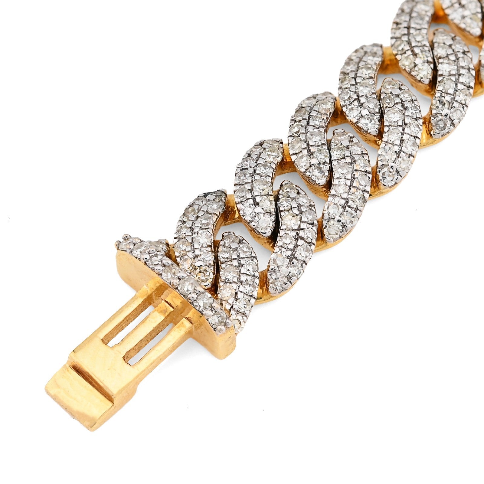 8MM 10k Yellow Gold 25.8gms 4.6CTW Natural Diamond Cuban Mens Bracelet 8 Inches - Elite Jewelers - Bracelets