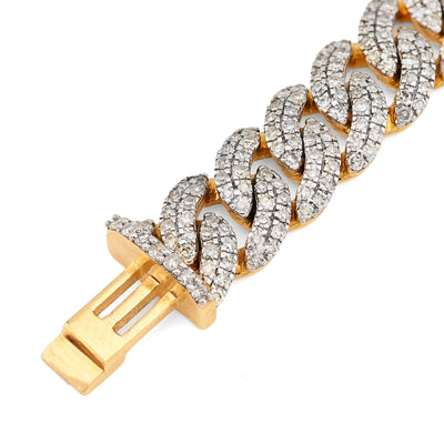 8MM 10k Yellow Gold 25.8gms 4.6CTW Natural Diamond Cuban Mens Bracelet 8 Inches - Elite Jewelers - Bracelets