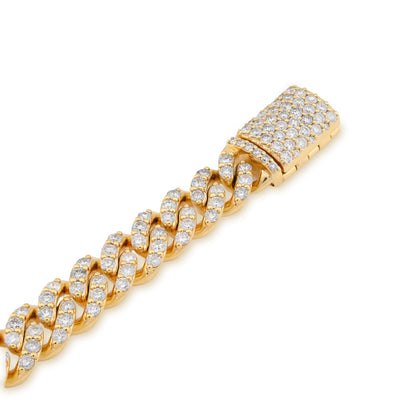 8MM 10k Yellow Gold 30.3gms 6.87CTW Natural Diamond Cuban Link Bracelet 8 Inches - Elite Jewelers - Bracelets