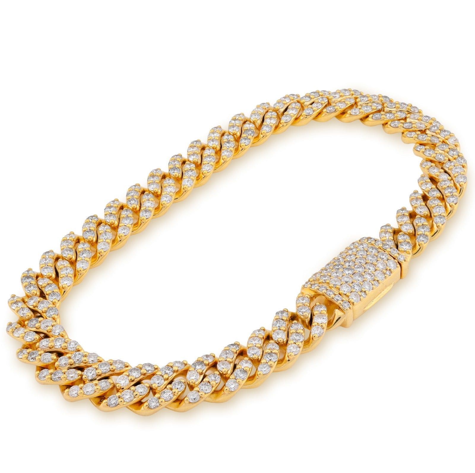 8MM 10k Yellow Gold 30.3gms 6.87CTW Natural Diamond Cuban Link Bracelet 8 Inches - Elite Jewelers - Bracelets
