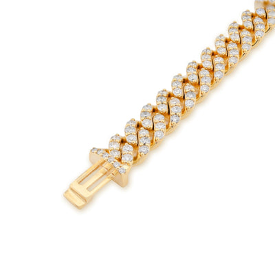 8MM 10k Yellow Gold 30.3gms 6.87CTW Natural Diamond Cuban Link Bracelet 8 Inches - Elite Jewelers - Bracelets