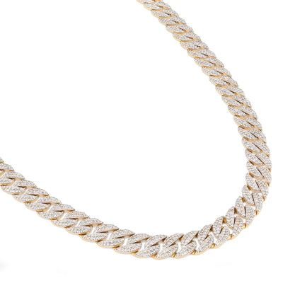 8MM 10k Yellow Gold 9 CTW Natural Diamond Cuban Link Chain 20In 36.8gms Necklace - Elite Jewelers - Necklaces & Chains