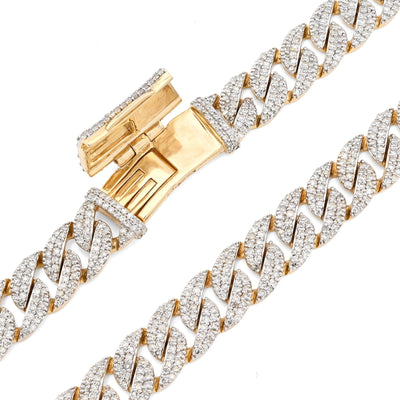 8MM 10k Yellow Gold 9 CTW Natural Diamond Cuban Link Chain 20In 36.8gms Necklace - Elite Jewelers - Necklaces & Chains