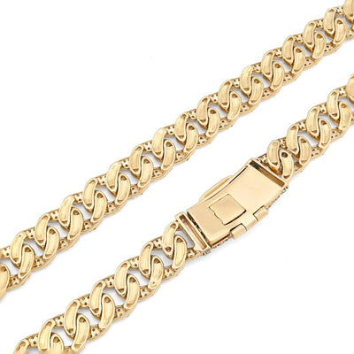 8MM 10k Yellow Gold 9 CTW Natural Diamond Cuban Link Chain 20In 36.8gms Necklace - Elite Jewelers - Necklaces & Chains