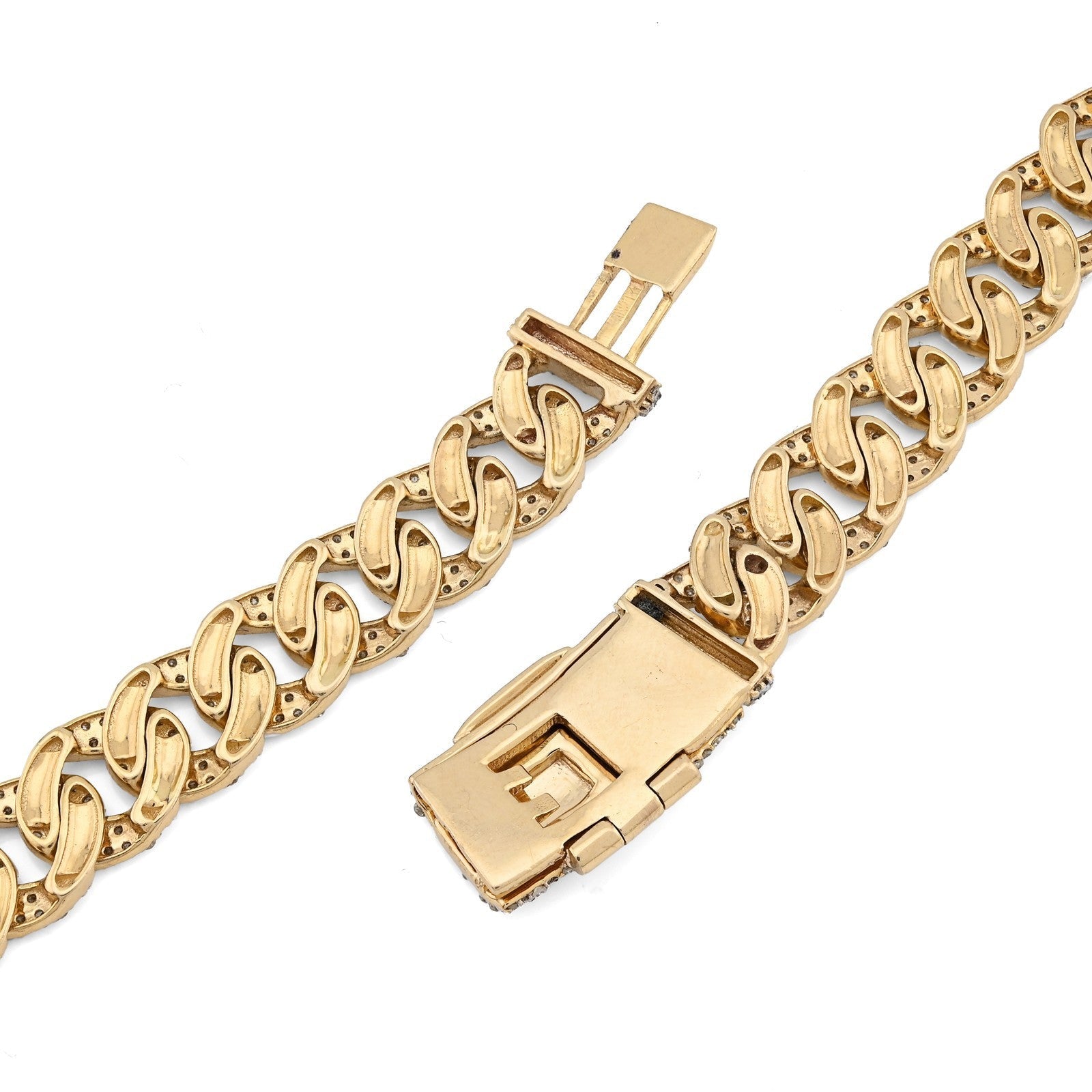 8MM 10k Yellow Gold 9 CTW Natural Diamond Cuban Link Chain 20In 36.8gms Necklace - Elite Jewelers - Necklaces & Chains