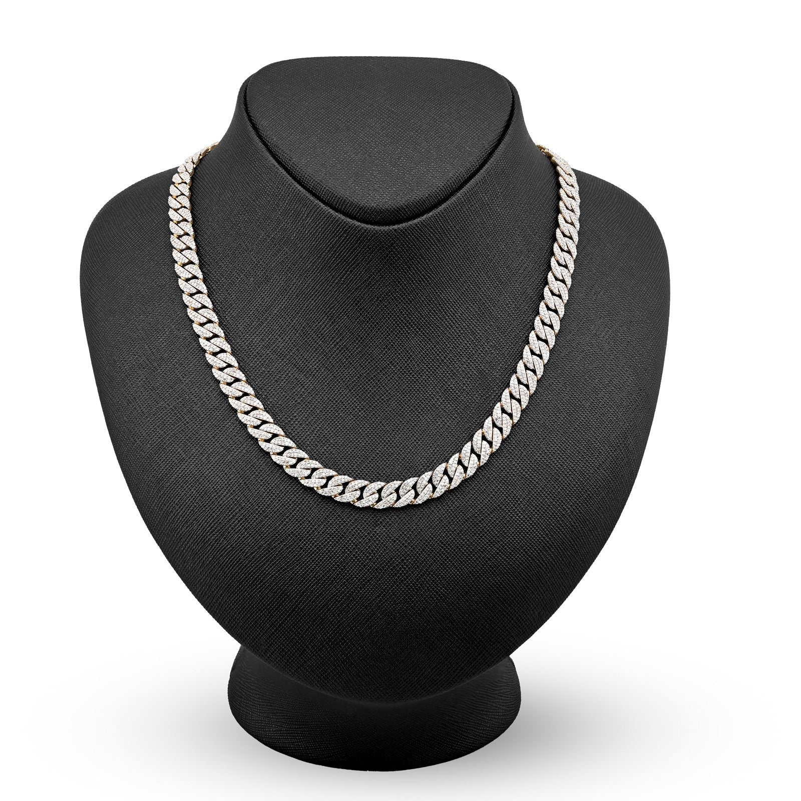 8MM 10k Yellow Gold 9 CTW Natural Diamond Cuban Link Chain 20In 36.8gms Necklace - Elite Jewelers - Necklaces & Chains