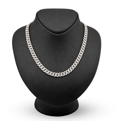 8MM 10k Yellow Gold 9 CTW Natural Diamond Cuban Link Chain 20In 36.8gms Necklace - Elite Jewelers - Necklaces & Chains